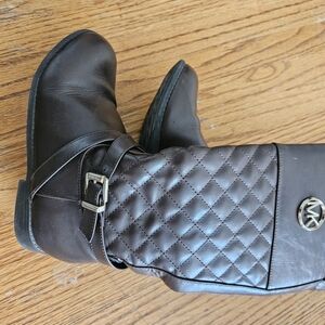 Michael Kors Dark Brown Quilted Boots Girls Size 2, Zip-Up,
